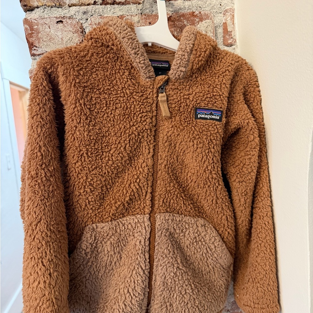 Patagonia Tan and Brown Fleece Hoodie